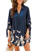 Vestido feminino CUPSHE com capa de praia floral de verão azul S