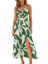 Vestido feminino CUPSHE, de verão, sem mangas, estampado verde praia, tamanho M