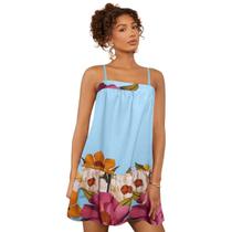 Vestido Feminino Curto Alcinha Floral Verão Soltinho Casual Elegante Moderno Vintage Estampado Fresquinho Confortável Estiloso - Meimi Amores