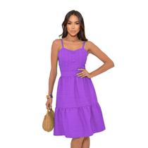 Vestido Feminino Curto bojo Latéx Botões Verão Blogueirinha