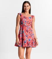 Vestido Feminino Curto Estampado Babados Use Up Rosa