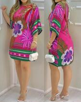 Vestido feminino curto estampado tamanho G tecido viscose cor rosa Vestido feminino curto estampado tamanho G tecido viscose cor rosa