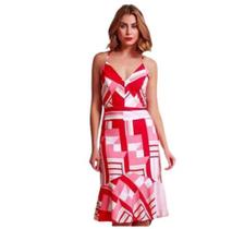 Vestido feminino curto estampado tamanho G tecido viscose cor vermelho Vestido feminino curto estampado tamanho G tecido viscose cor vermelho