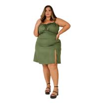 Vestido Feminino Curto Fenda Lateral Alça Plus Size Casual