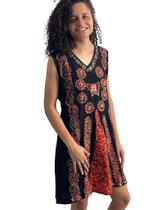 Vestido Feminino Curto Indiano Bordado Regata Boho 120