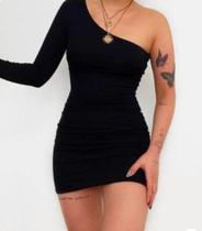 Vestido feminino curto justo moda festa balada show na cor preto no tamanho M