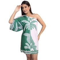 Vestido Feminino Curto Manga Nula Estampado Mula Manca Estiloso Elegante Acinturado Tubinho Tropical Tendência Casual Mo