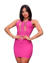 Vestido Feminino Curto Rosa Justo Confortável Festas Pink Alta Qualidade Elegante Eventos