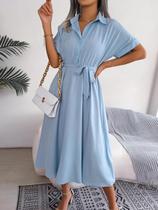 Vestido Feminino De Cintura Fina Com Renda, Manga Curta, Linha A, Primavera, Verão, Casual, Cor