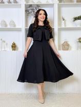 Vestido Feminino de Linho com Casaco Manga Curta Elegante de Festa Vestido Feminino de Linho com Casaco Manga Curta Elegante de Festa