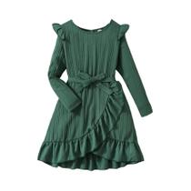 Vestido feminino de manga comprida, visual elegante e casual, presente para roupas infantis, flores