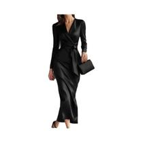 Vestido Feminino De Manga Longa Com Renda E Cintura Justa Estilo Hepburn Para O Outono Vestido Feminino De Manga Longa Com Renda E Cintura Justa Estilo Hepburn Para O Outono
