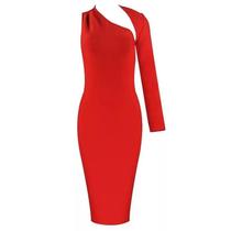 Vestido Feminino De Outono Com Ombro Único, Sem Costas, Manga Longa, Vazado E Com Bandagem