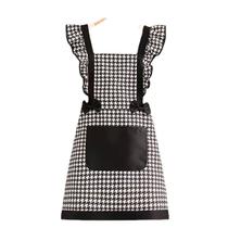 Vestido feminino de princesa avental com alças de babados preto Vestido feminino de princesa avental com alças de babados preto