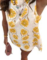 Vestido feminino de verão BQDCQB com estampa floral, sem mangas, mini