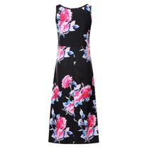 Vestido feminino de verão com decote em O casual sem mangas, mini, liso, plissado, regata