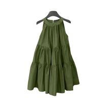 Vestido Feminino De Verão Halter Sem Mangas Com Camadas, Estilo Coreano Com Babados E Patchwork,