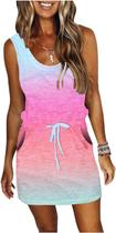 Vestido Feminino de Verão Listrado ETCYY NEW com Bolsos Vestido Feminino de Verão Listrado ETCYY NEW com Bolsos