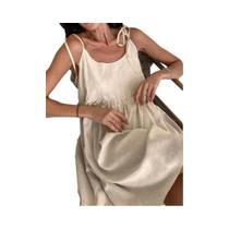 Vestido Feminino De Verão Sexy Com Alças Estilo Europeu-Americano Solto Em Algodão E Linho Saia Em Vestido Feminino De Verão Sexy Com Alças Estilo Europeu-Americano Solto Em Algodão E Linho Saia Em