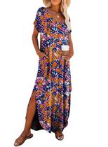 Vestido feminino Dokotoo Primavera Verão 2025 com estampa floral azul M