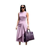 Vestido Feminino Elegante Com Decote Redondo E Fenda, Vestido Formal De Cor Sólida Para Festas Vestido Feminino Elegante Com Decote Redondo E Fenda, Vestido Formal De Cor Sólida Para Festas