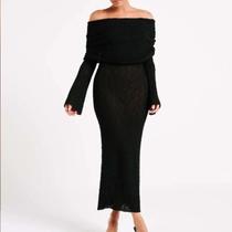 Vestido Feminino Elegante Longo De Malha Com Um Ombro Transparente Para Praia Com Protetor Solar