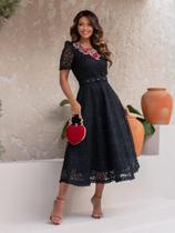 Vestido Feminino Elegante Longo de Renda Trabalhado Bordado Liso para Festa de Casamento Convidada Vestido Feminino Elegante Longo de Renda Trabalhado Bordado Liso para Festa de Casamento Convidada
