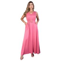 Vestido Feminino Elegante Longo Sem Mangas Com Forro Vestido Feminino Elegante Longo Sem Mangas Com Forro