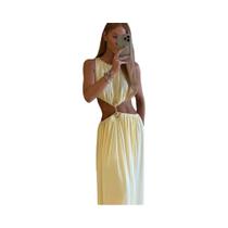 Vestido Feminino Elegante Sem Mangas Com Decote Redondo E Detalhes Metálicos, Modelo Justo Para