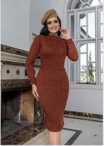 Vestido feminino em trico marrom Vestido feminino em trico marrom