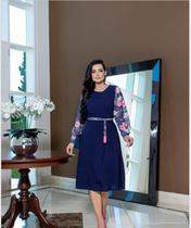 Vestido feminino em viscolinho Azul Vestido feminino em viscolinho Azul