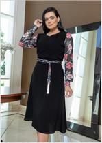 Vestido feminino em viscolinho preto Vestido feminino em viscolinho preto