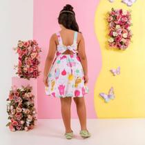 Vestido Feminino Estampa Bichinhos com Laço nas Costas