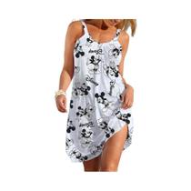 Vestido Feminino Estampado Grande De Verão Disney Mickey Minnie Soft Beach Casual Sling Style