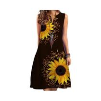 Vestido Feminino Estampado Sem Mangas Com Decote Em V Comprimento Médio Sexy Bainha Grande 2024