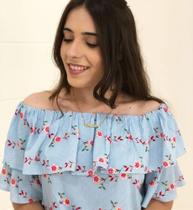 Vestido feminino estampado tamanho G tecido viscose cor azul Vestido feminino estampado tamanho G tecido viscose cor azul
