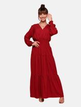 Vestido feminino estampado tamanho G tecido viscose cor marsala
