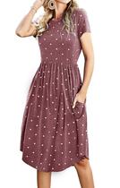 Vestido feminino feminino, feminino, de verão, manga curta, modesto, casual, para professores, vermelho, GG Vestido feminino feminino, feminino, de verão, manga curta, modesto, casual, para professores, vermelho, GG