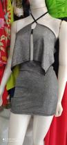 Vestido feminino festa com fenda e várias amarrações -Tamanho G