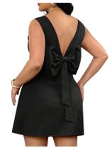 Vestido feminino Floerns plus size, sem mangas, formal, preto