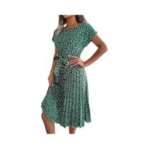 Vestido Feminino Floral Plissado - Primavera/Verão - Cintura Alta