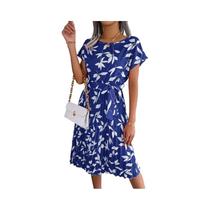 Vestido Feminino Floral Plissado - Primavera/Verão - Cintura Alta