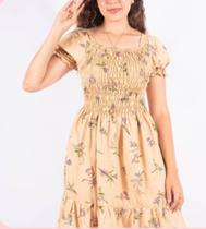 Vestido feminino florido com elastec
