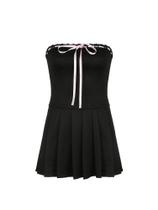 Vestido Feminino Fofo Doce Kawaii Sem Alças Linha Plissada Moda Coreana Gravata Borboleta