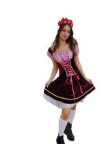 Vestido Feminino frida Alema Veludo bordo