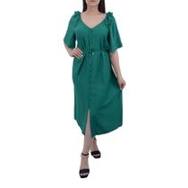 Vestido Feminino Gatos e Atos Midi Viscose Verde - G1729