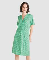 Vestido Feminino Geométrico com Pata Macio Verde Lohe Vestido Feminino Geométrico com Pata Macio Verde Lohe
