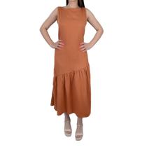 Vestido Feminino Giraffe Midi Marrom Telha - 61943