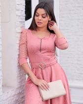 Vestido Feminino Godê com Cinto Moda Evangélica Social Festas Vestido Feminino Godê com Cinto Moda Evangélica Social Festas