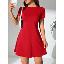 Vestido Feminino Godê Rodado Manga Curta Primavera/Verão/Outono